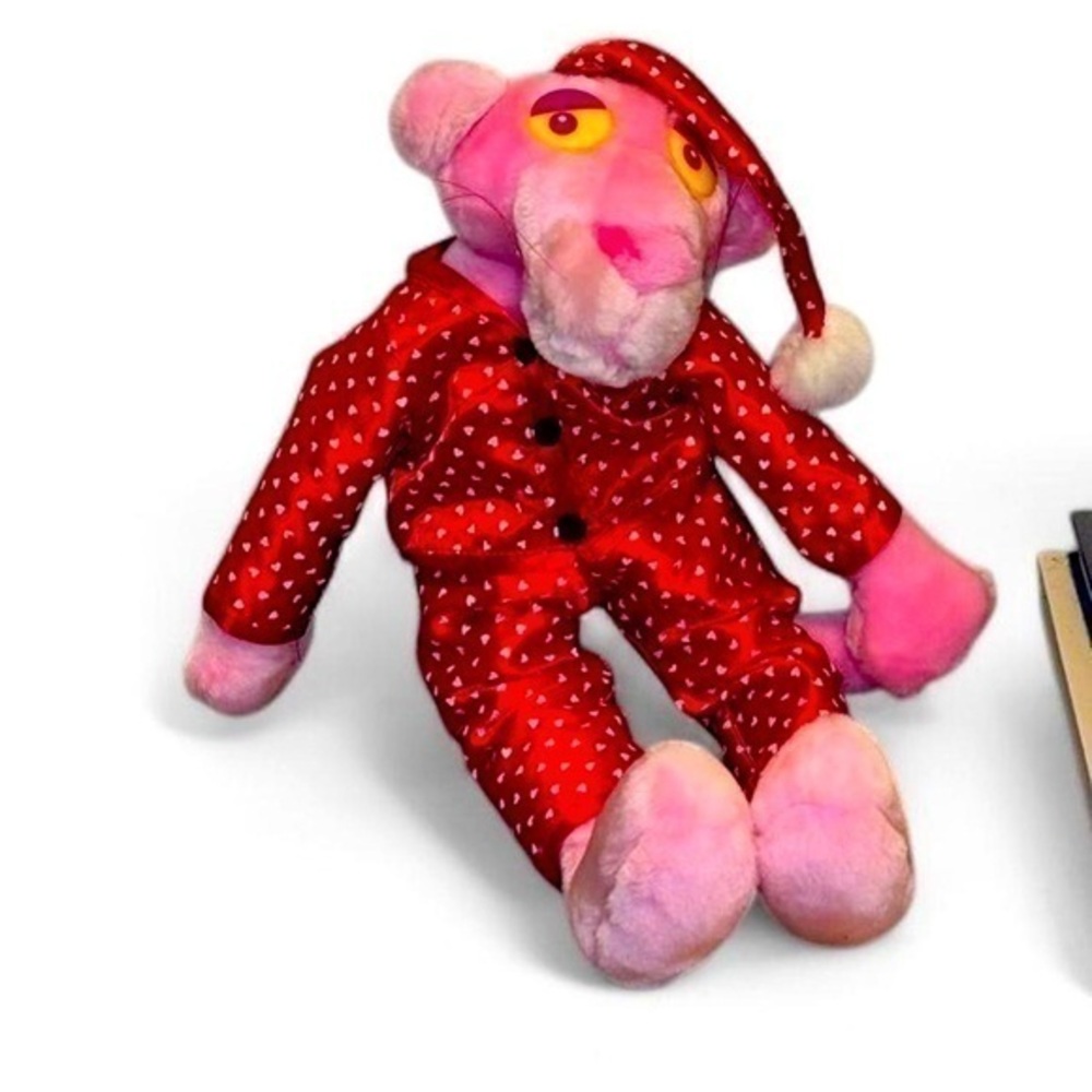 Vintage 1999 Pink Panther Plush 18” Kellytoy Heart Pajama Stuffed Animal Y2K